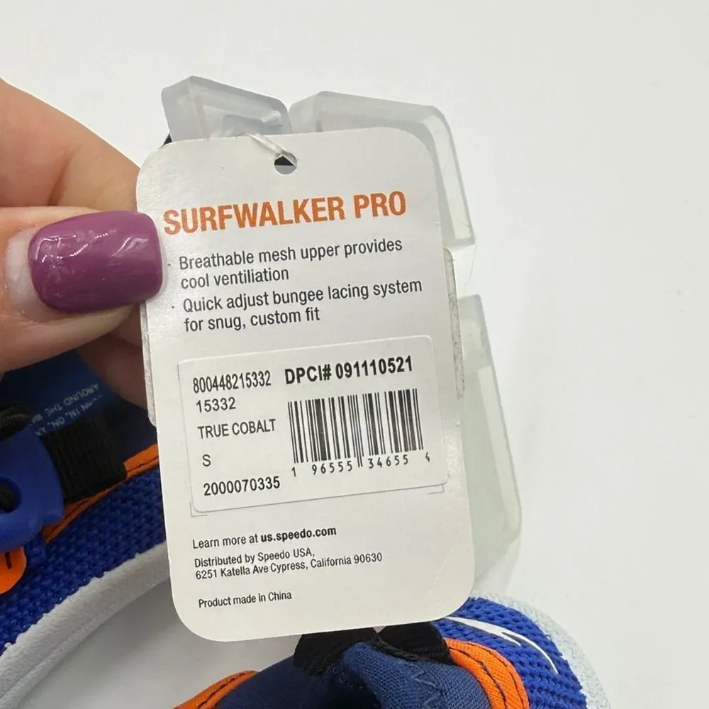 Speedo Junior Water Shoes - Blue and Orange- Small (size 13-1)